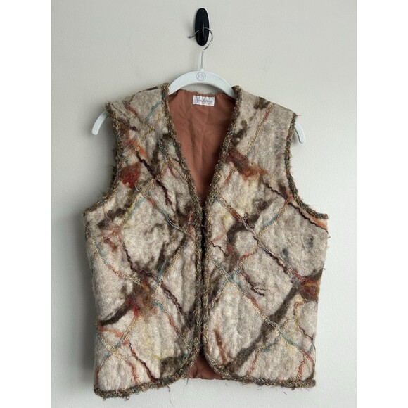 Vintage Cynthia Boyes Art to Wear wool/nuno felt multicolor Vest Jacket S Small
